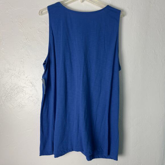 Indigo Blue Embellished Neckline 2X Tank Top - Picture 5 of 5
